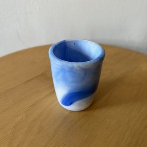 TWO Small Swirly Cup/Vases - blue and green